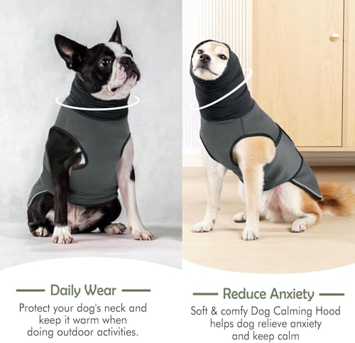 Reflective & Soft Dog Anxiety Vest with Ear Wraps for Thunderstorm (Grey / Small)