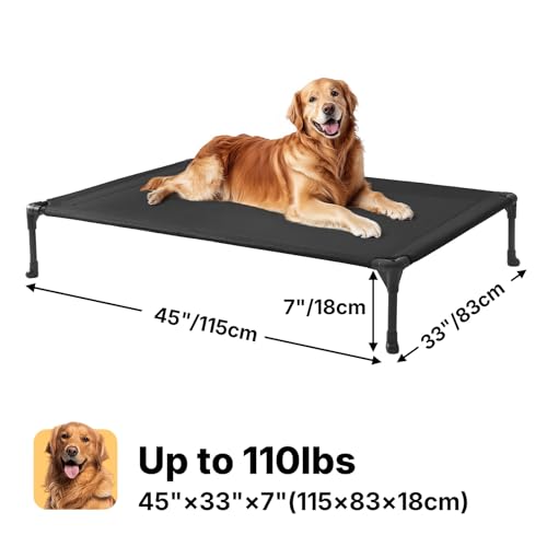 Outdoor Elevated Dog Bed Large Sized Dogs (45.0"L x 33.0"W x 7.0"Th / Black)