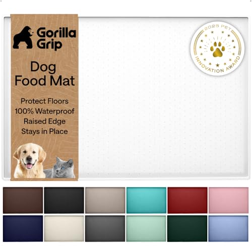 Dog Food Mat 100% Waterproof Silicone (White / 26"l X 17"w)