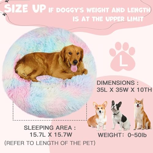 Covered Large Dog Bed with Blanket Attached Calming Burrow Multicolor (35.0"L x 35.0"W x 10.0"Th / Multicolored)