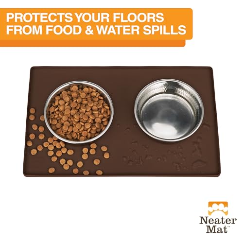Neater Mat Pet Mats for Food and Water (19"L x 12"W / Brown)