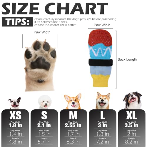 Anti Slip Dog Socks for Prevent Licking Paws & Hardwood Floor (Blue / Medium(6 Pack))