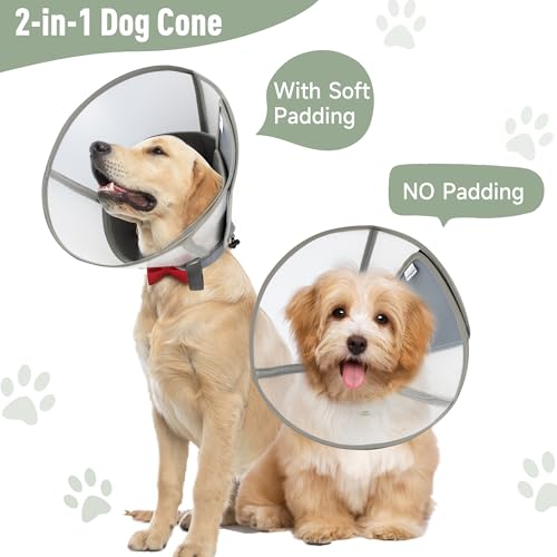 Soft Dog Cone Collar for Large Medium Small Dogs After Surgery (XS / Grey)