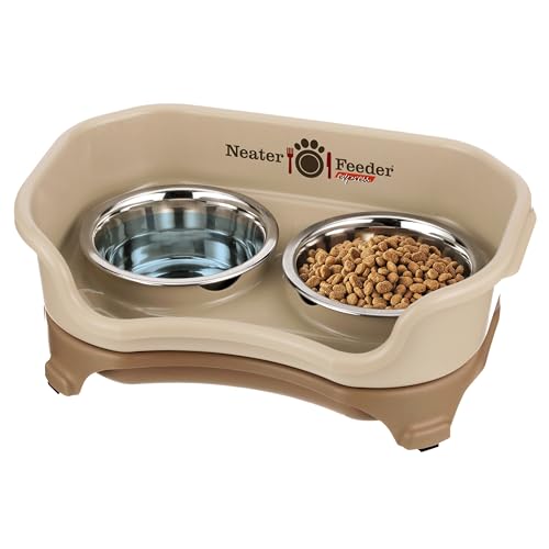 Express Mess Proof Cat Bowls Elevated (Cat w/ Standard Bowls / Cappuccino)