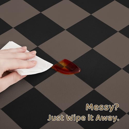 Checkered Dog Feeding Mat (24"L x 16"W / Brown)