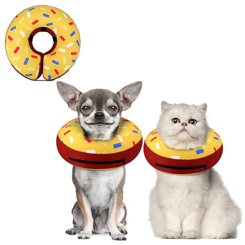 Inflatable Dog Cone Collar for Small Dogs Puppies Cats (Donut Yellow / XS(Neck 4"-7"))