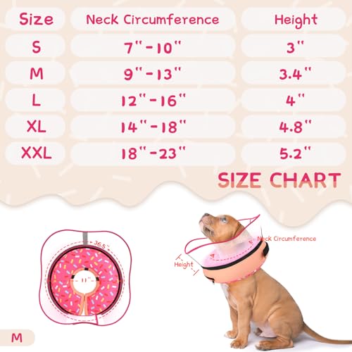 Raised Inflatable Dog Cone Collar to Stop Licking (Donut Pink / M(Neck 9"-12.5"))