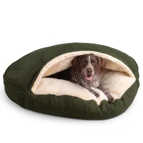 Cozy Cave Dog Bed (45.0"L x 45.0"W x 8.0"Th / Olive)