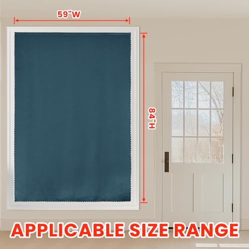 100% Blackout Shades Window Cover Self Adhesive Curtains Sticky Curtain Portable Easy Open Black Out Curtains for Bedroom Living Room No Drilling (Navy Blue/ Thickened / 59"W x 84"L (Pack of 1))