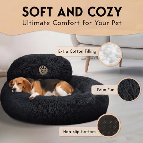 PetJett Calming Dog Bed Medium Size Dog (Black / Medium - 30”L x 30”W x 8”Th)