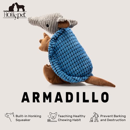 Armadillo Squeaky Dog Toys for Medium Large Dogs (14 IN / Blue)
