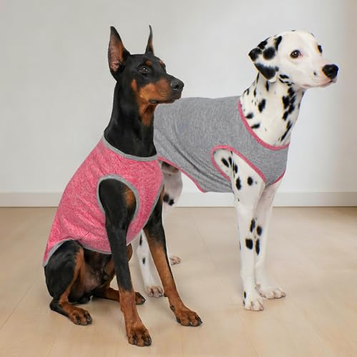 2Pack Dog Shirt for Medium Dogs Sun Protection Tank Top for Summer (XX-Large (40-55lbs) / 9# 2Pack (Coral Red+Grey))