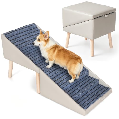 22" 6 Step Dog Ramp for High Bed (Grey / 22.1" H)