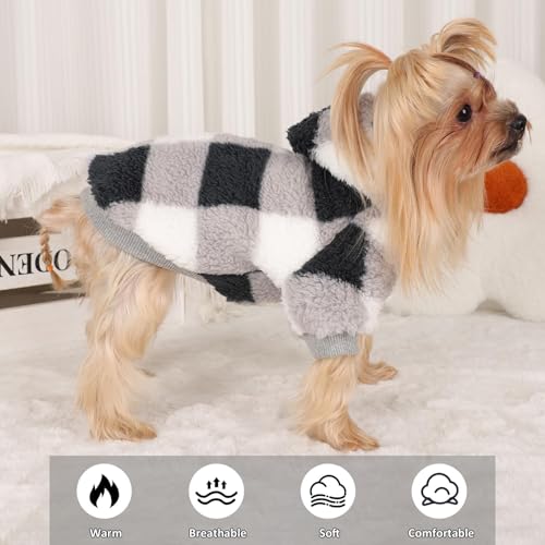 Dog Sweaters for Small Dogs (Small (Chest 14.6 in) / Black Grid)