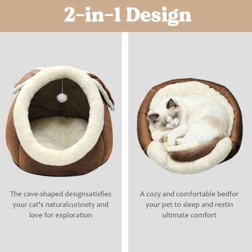 Cat Beds for Indoor Cats (Rabbite Brown / L)