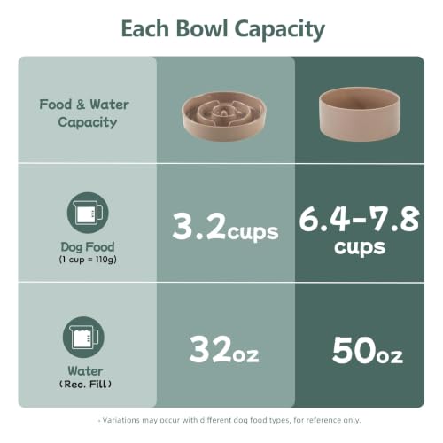 Elevated Slow Feeder Dog Bowls (Brown Coffee)