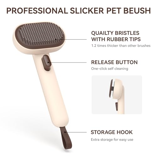 Cat Brushes for Indoor Cats Dog Hair Brush for Shedding Long or Short Haired Cats Grooming Deshedding Brush for Dog Kitten Horse Massage Removes Loose Fur (Brown)