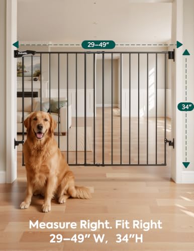Baby Gate for Stairs (Black / 34" H, 29-49" W-Wide)