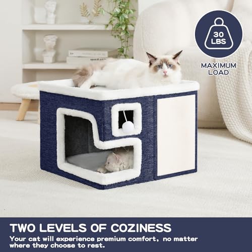 Cat Houses for Indoor Cats (Blue / Large)
