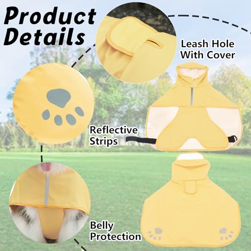Dog Raincoat Hooded Slicker Poncho (Large / Light Yellow)