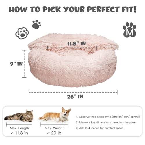 Covered Medium Dog Bed with Blanket Attached Calming Burrow Beige (26.0"L x 26.0"W x 9.0"Th / Beige)
