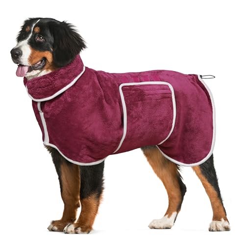 Dog Bathrobe Towel Dog Drying Coat (Purple / Large)