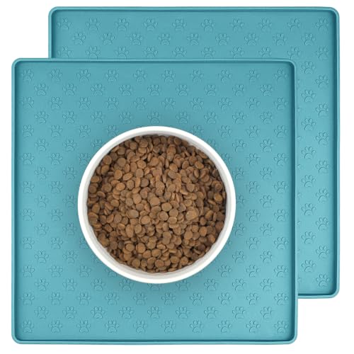 2 Pack Dog Food Mat Anti (11.8"L x 11.8"W - 2 Pack / Blue)