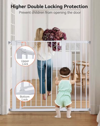 36" Extra Tall Baby Gate for Stairs (36"Tall 43.3"Wide / White)
