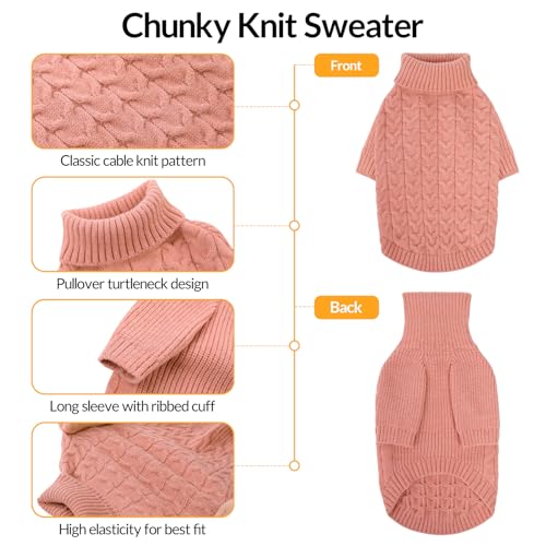 Medium Dog Christmas Sweater Warm Soft Cable Knit Dog Sweater (Medium / Pink)