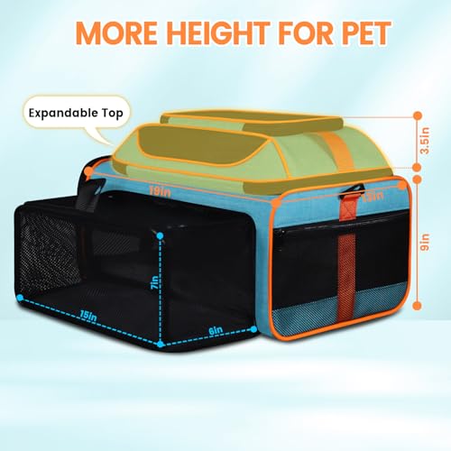 Top and Side Expandable Pet Carrier Airline Approved (Blue with Side Expandable)