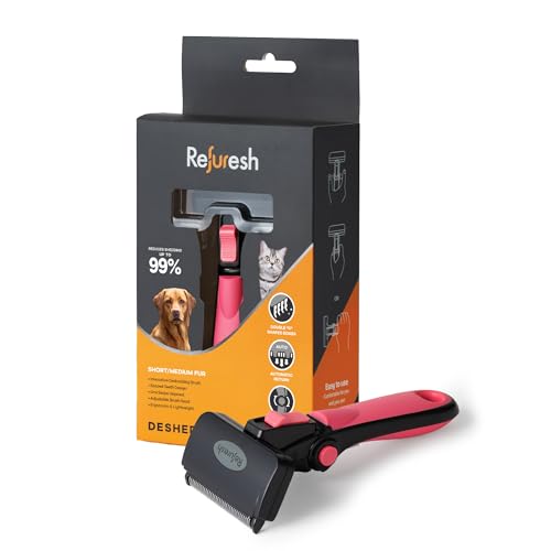 Deshedding Dog Brush for Short (pink / Medium)