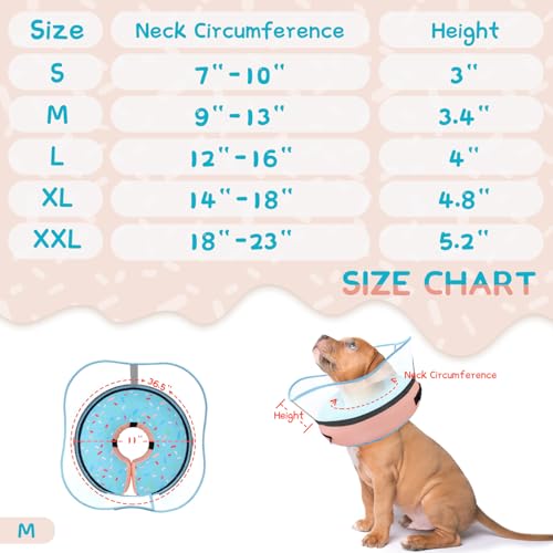 Raised Inflatable Dog Cone Collar to Stop Licking (Donut Light Blue / M(Neck 9"-12.5"))