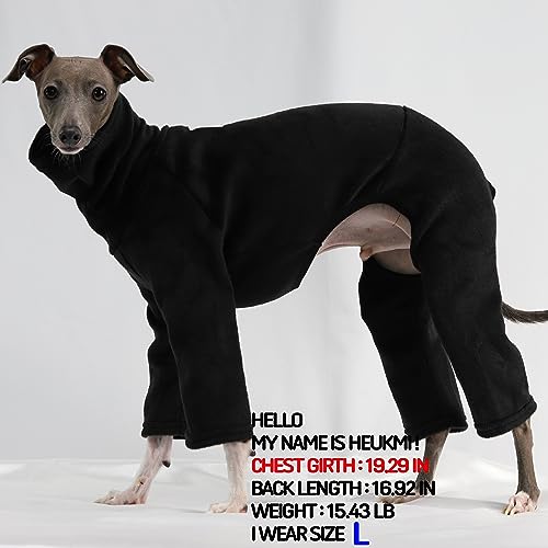 D Doggy Star Italian Greyhound Clothes Sweater Fleece Basic Onesie Whippet for Dog Turtleneck Outfits Coat (2XL / Flc Black)