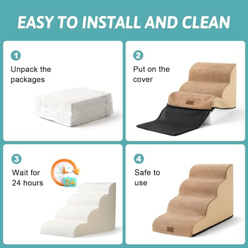 Dog Stairs for Small Dog 22.6" H (Light Brown / Standard:15.7"x33"x22.6")
