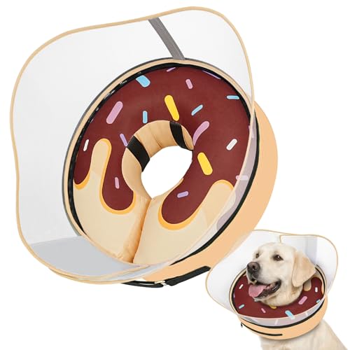 Raised Inflatable Dog Cone After Surgery (DonutBrown / L(Neck 12"-16"))