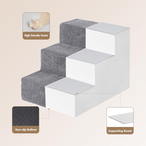 Dog Stairs for Small Dogs 13.5" H (Grey / Standard 15" x 18" x 13.5")