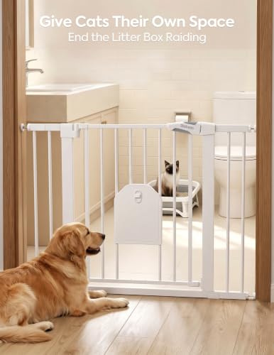 36" Tall Baby Gate with Adjustable Cat Door (White / 29-43" Wide, 36" Tall | Standard)