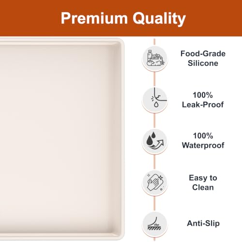 22" x 19" Extra Thick Silicone Mat Waterproof with Raised Edge (Beige / 22"L x 19"W)