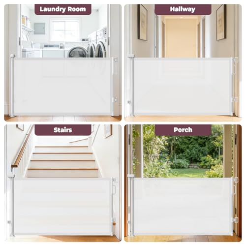 78" Retractable Extra Wide Baby Gates for Stairs (White / 34" Tall x 78" Wide)