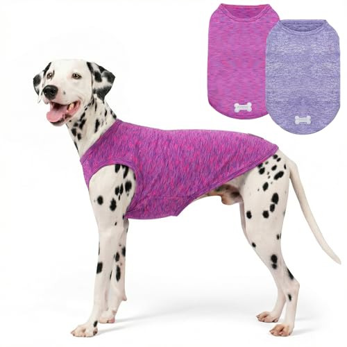 2Pack Dog Shirt for Medium Dogs Sun Protection Tank Top for Summer (XX-Large (40-55lbs) / 2# 2Pack (Purple+Pink))