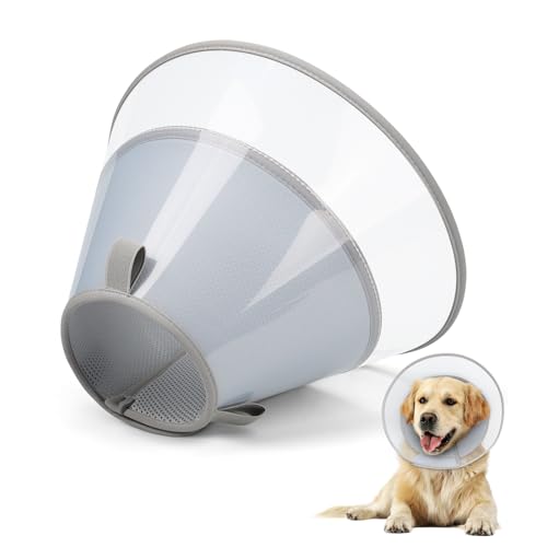 Dog Cone Collar with Soft Liner to Stop Licking (Grey / XL(Depth: 11.0, Girth: 16-19.5))