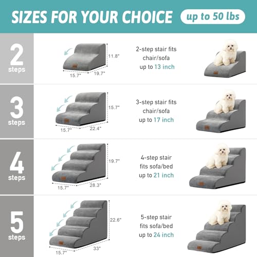 Dog Stair for Small Dog 11.8" H (Grey / Standard:15.7"x19.7"x11.8")