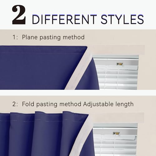 Adhesive Blackout Curtains for Window (Navy Blue / 47"W x 71"L (Pack of 1))