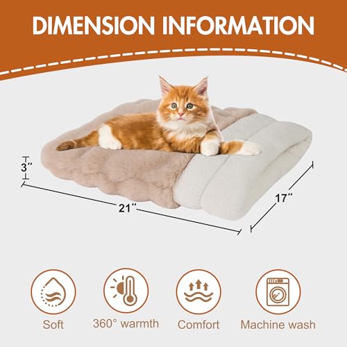 3 in 1 Semi Enclosed Self Warming Burrow Cat Bed Sleeping Cave (Style- Camel)