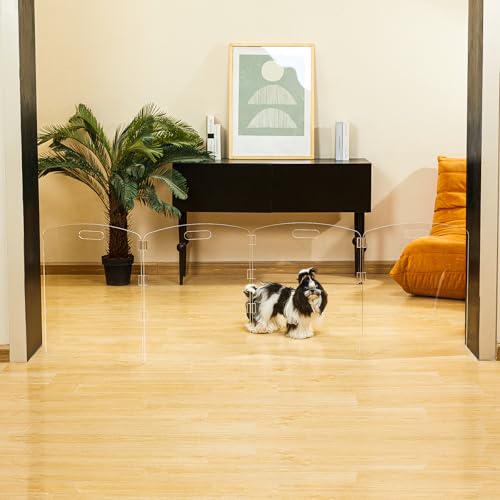 Modern Frame Clear Acrylic Freestanding Pet Gate (24" Height-4 Panel)