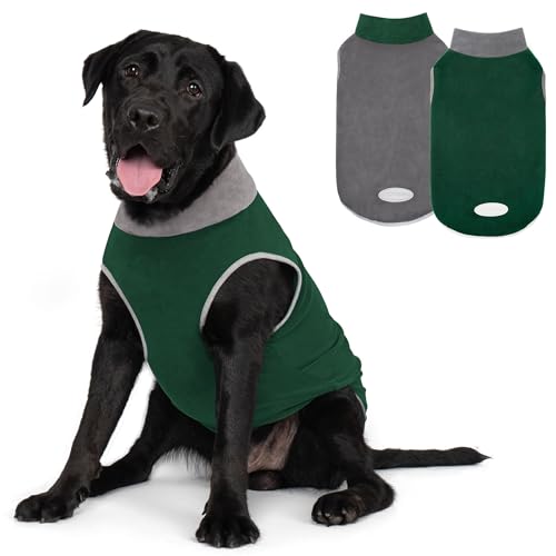 2 Pack Fleece Dog Sweater Pullover Lightweight Reflective Jacket (XXX-Large / Green & Grey)