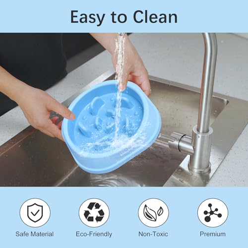 2 Pack Slow Feeder Dog Bowls (A-LightBlue&DarkBlue / Small)