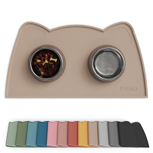 Cat Food Mat Silicone Pet Feeding Mat (18"L x 10"W / Beige)