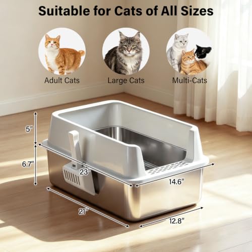 XL Stainless Steel Sifting Litter Box for Pine Pellets (Sifting)