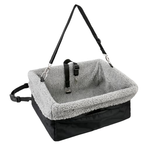 Deluxe Dog Car Seat Fits Pets up to 15lbs (Black-Grey)